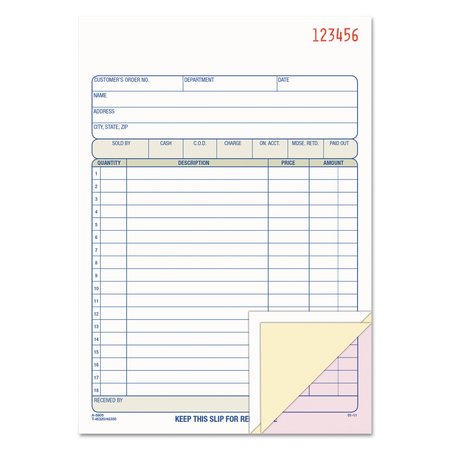 ADAMS BUSINESS FORMS TOPS Sales/Order Book, 7 15/16x5 9/16, 3 TC5805